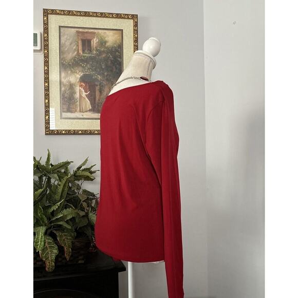 New York & Company women's stretch Blouse Size Small Red Long Sleeve Pullover - Picture 11 of 14